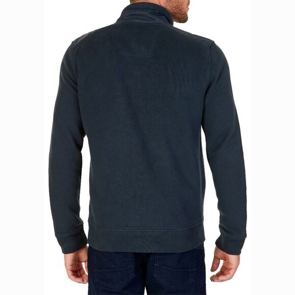 New! NAUTICA Mixed Media Men's Blue Sweater Jacket Full-Zip 100% Cotton - Picture 2 of 2